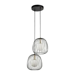 Hengelampe Bell, 2 lyskilder, svart/gull/hvit