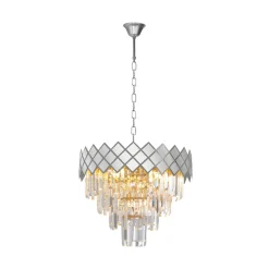 Hengelampe Carisma kromfargede glasskrystaller i metall, Ø 50 cm