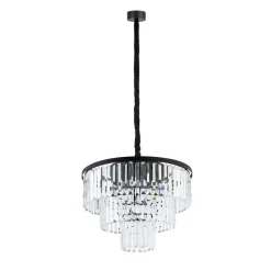 Hengelampe Cristal, gjennomsiktig/svart, Ø 56 cm