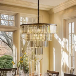 Hengelampe Cristal, gjennomsiktig/svart, Ø 71 cm