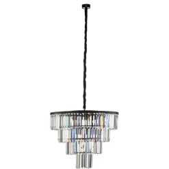 Hengelampe Cristal, gjennomsiktig/svart, Ø 71 cm