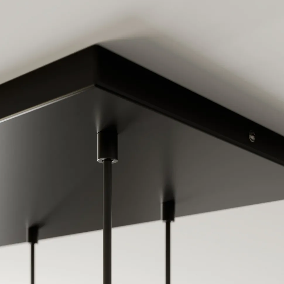 Hengelampe Cubus, 95 cm lang, 8 lyskilder, røykgrå, glass