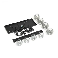 Hengelampe Cubus, 95 cm lang, 8 lyskilder, røykgrå, glass