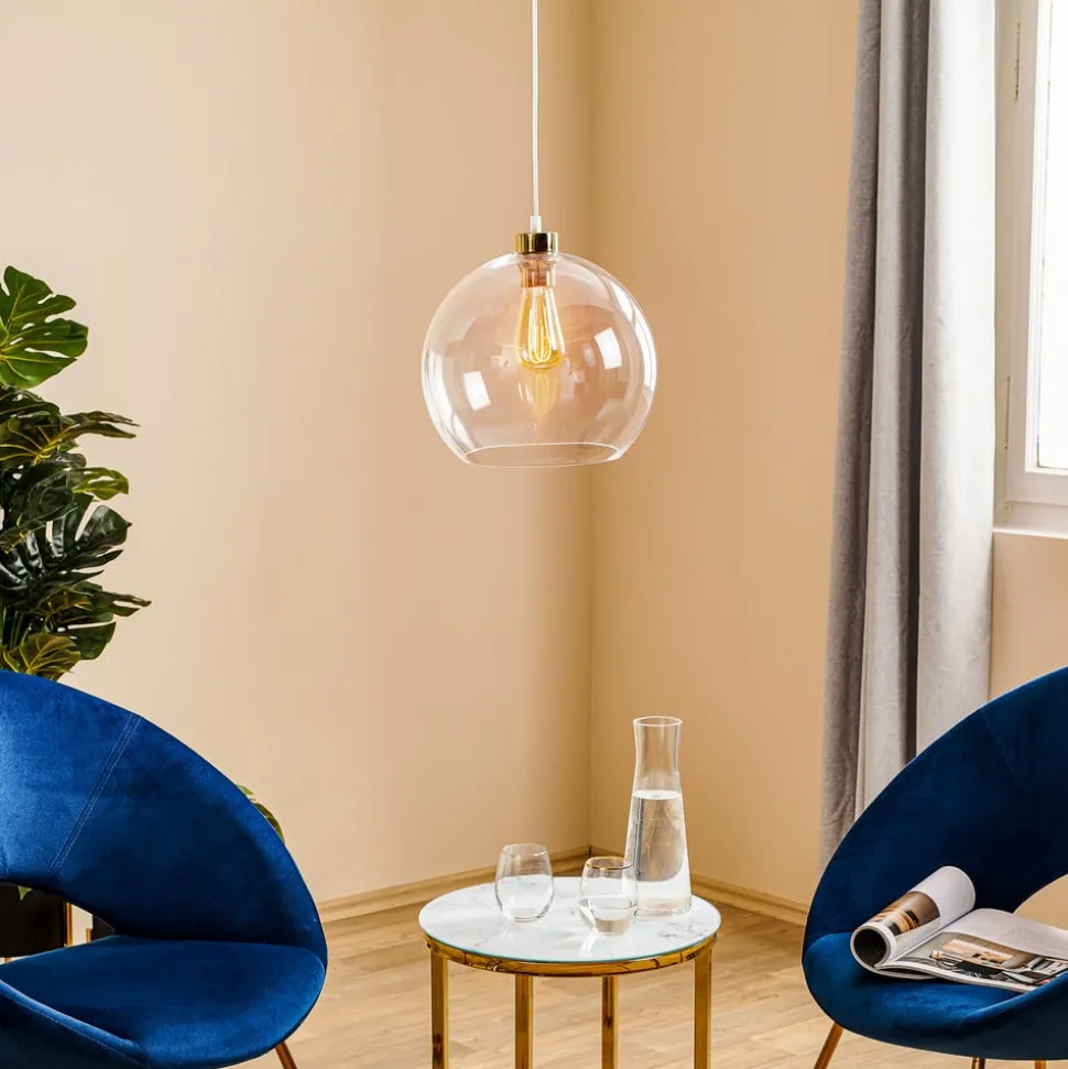 Hengelampe Cubus, gjennomsiktig, glass, Ø 30 cm, E27