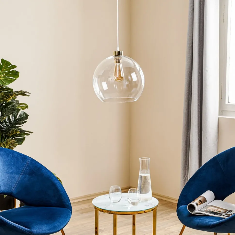 Hengelampe Cubus, gjennomsiktig, glass, Ø 30 cm, E27