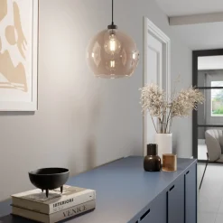 Hengelampe Cubus, rav, glass, Ø 30 cm, E27