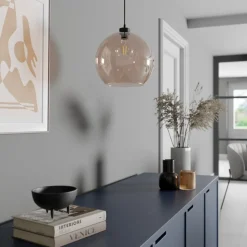 Hengelampe Cubus, rav, glass, Ø 30 cm, E27