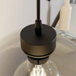 Hengelampe Cubus, røykgrå, glass, Ø 30 cm, E27