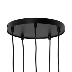 Hengelampe Daisy, 5 lyskilder, gull/hvit/svart, glass