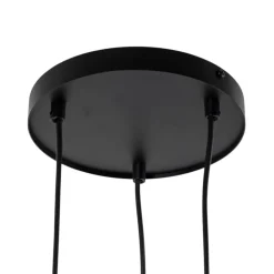 Hengelampe Daisy, 3 lyskilder, gull/hvit/svart, glass