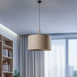 Hengelampe Deva Nature, 1 lyskilde, tekstilskjerm