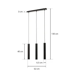 Hengelampe Eye, svart, 3 lyskilder