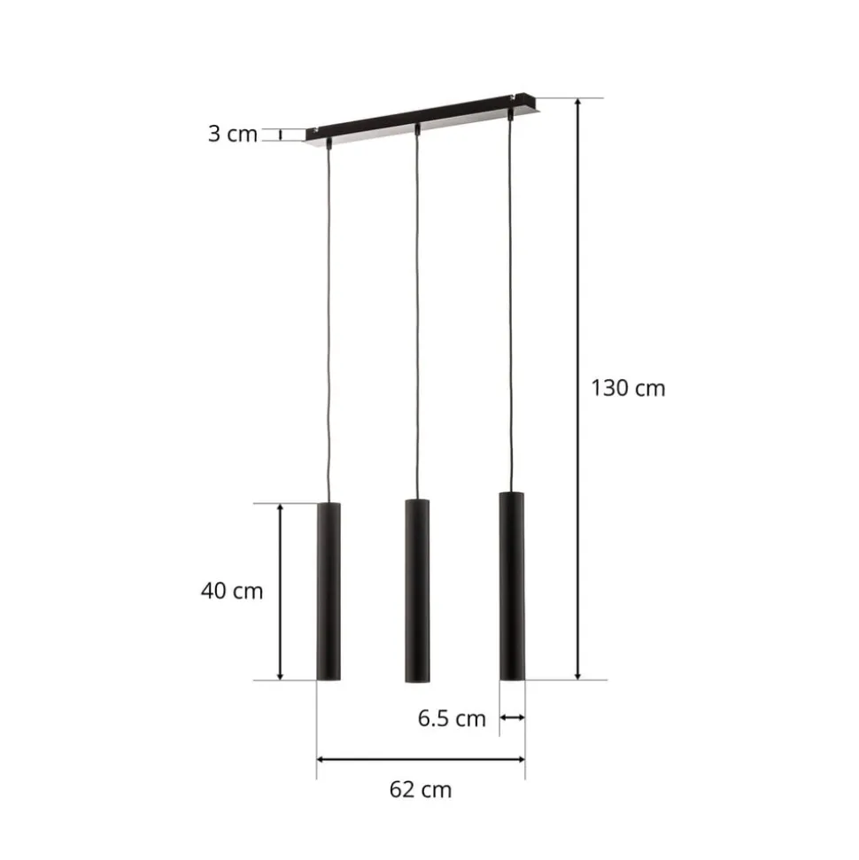 Hengelampe Eye, svart, 3 lyskilder