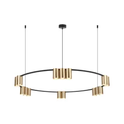 Hengelampe Genesis, aluminium, svart/gull, 15 x GU10, Ø 100 cm