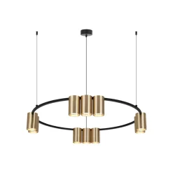 Hengelampe Genesis, aluminium, svart/gull, 10 x GU10, Ø 60 cm