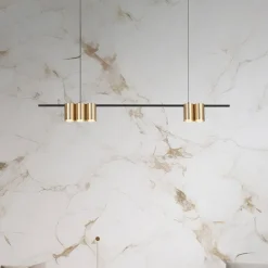 Hengelampe Genesis, aluminium svart/gull, 5 x GU10, lengde 100 cm