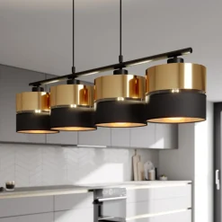 Hengelampe Hilton, svart/gull, 4 lyskilder