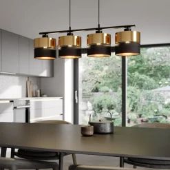 Hengelampe Hilton, svart/gull, 4 lyskilder