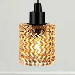 Hengelampe Hollywood med glasskjerm, rav