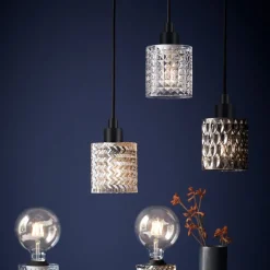 Hengelampe Hollywood med glasskjerm, rav