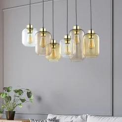 Hengelampe Marco Brown, 6 lyskilder, klar/brun