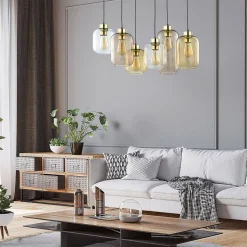 Hengelampe Marco Brown, 6 lyskilder, klar/brun