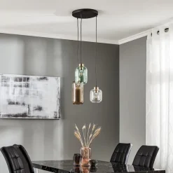 Hengelampe Marco Green, 3 lyskilder klar/grønn/brun