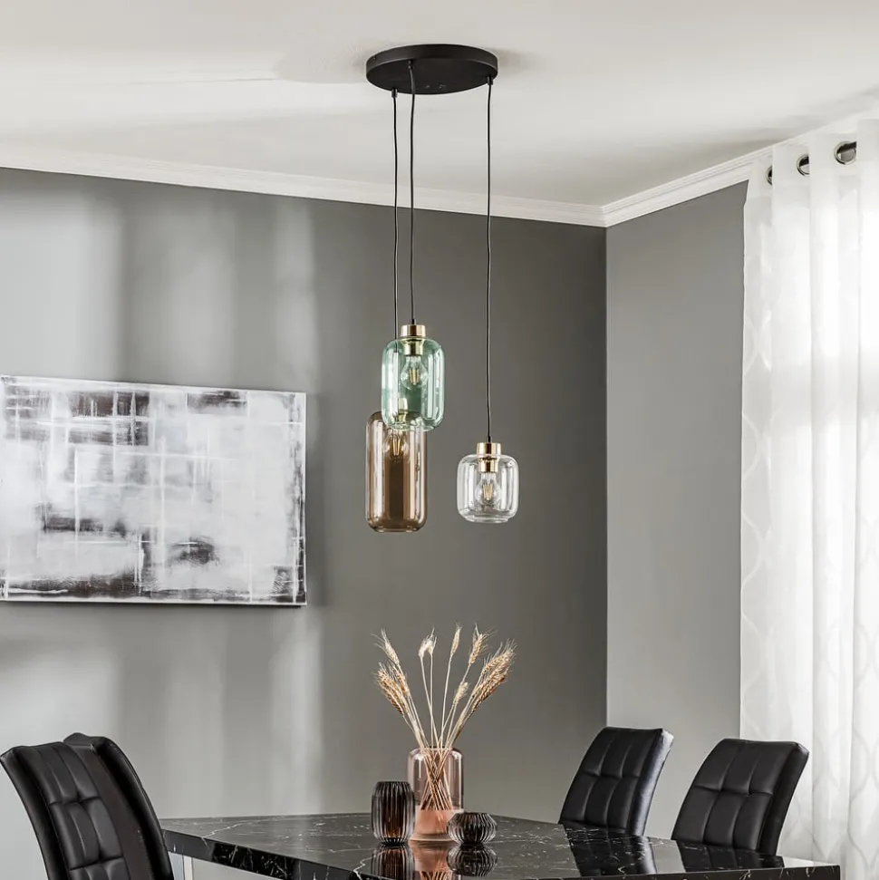 Hengelampe Marco Green, 3 lyskilder klar/grønn/brun