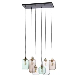 Hengelampe Marco Green, 6 lyskilder klar/grønn/brun