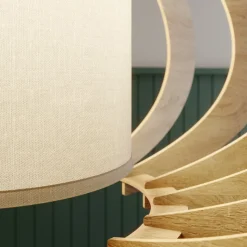 Hengelampe Modern A L med trelameller, Ø 60 cm