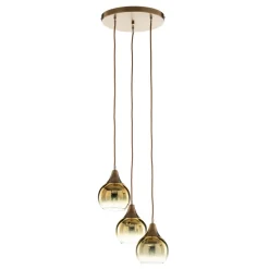 Hengelampe Monte, 3 lyskilder, rund, gull