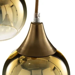 Hengelampe Monte, 3 lyskilder, rund, gull