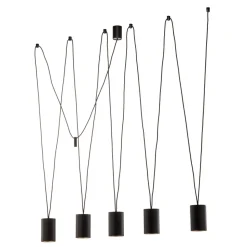 Hengelampe More Tone, svart/gull, 5 lyskilder