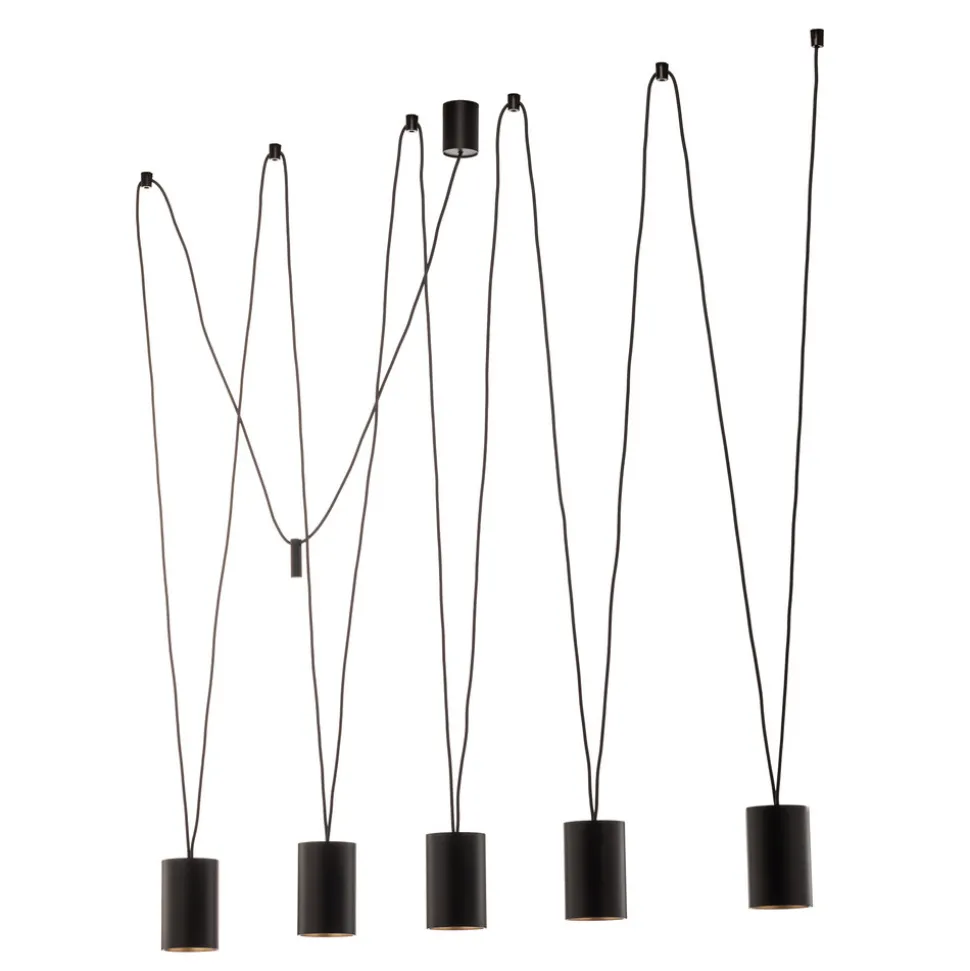 Hengelampe More Tone, svart/gull, 5 lyskilder