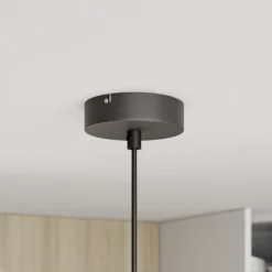 Hengelampe Muza, svart/lyst tre, Ø 11 cm