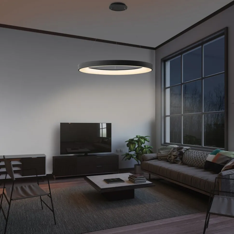 Hengelampe Niseko II, fjernkontroll, Ø 50 cm, svart