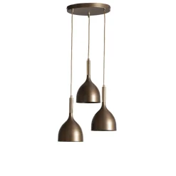 Hengelampe Noak 3 lyskilder, rund, titan-gull/gull, stål