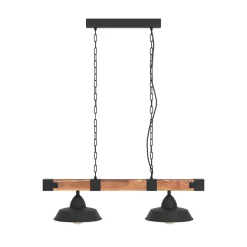 Hengelampe Oldbury, svart/mørkt tre, lengde 86 cm, 2 lyskilder.