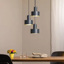 Hengelampe Rif 3, antrasitt, rund, 3 lyskilder, Ø 33 cm