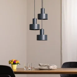 Hengelampe Rif 3, antrasitt, rund, 3 lyskilder, Ø 33 cm