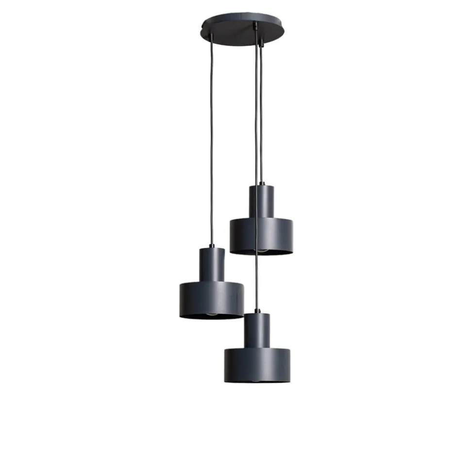 Hengelampe Rif 3, antrasitt, rund, 3 lyskilder, Ø 33 cm