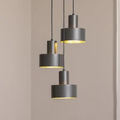 Hengelampe Rif 3, olivgrønn, rund, 3 lyskilder, Ø 33 cm