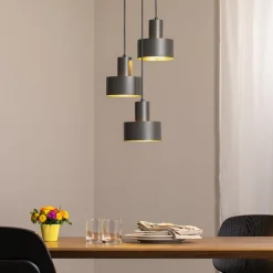 Hengelampe Rif 3, olivgrønn, rund, 3 lyskilder, Ø 33 cm