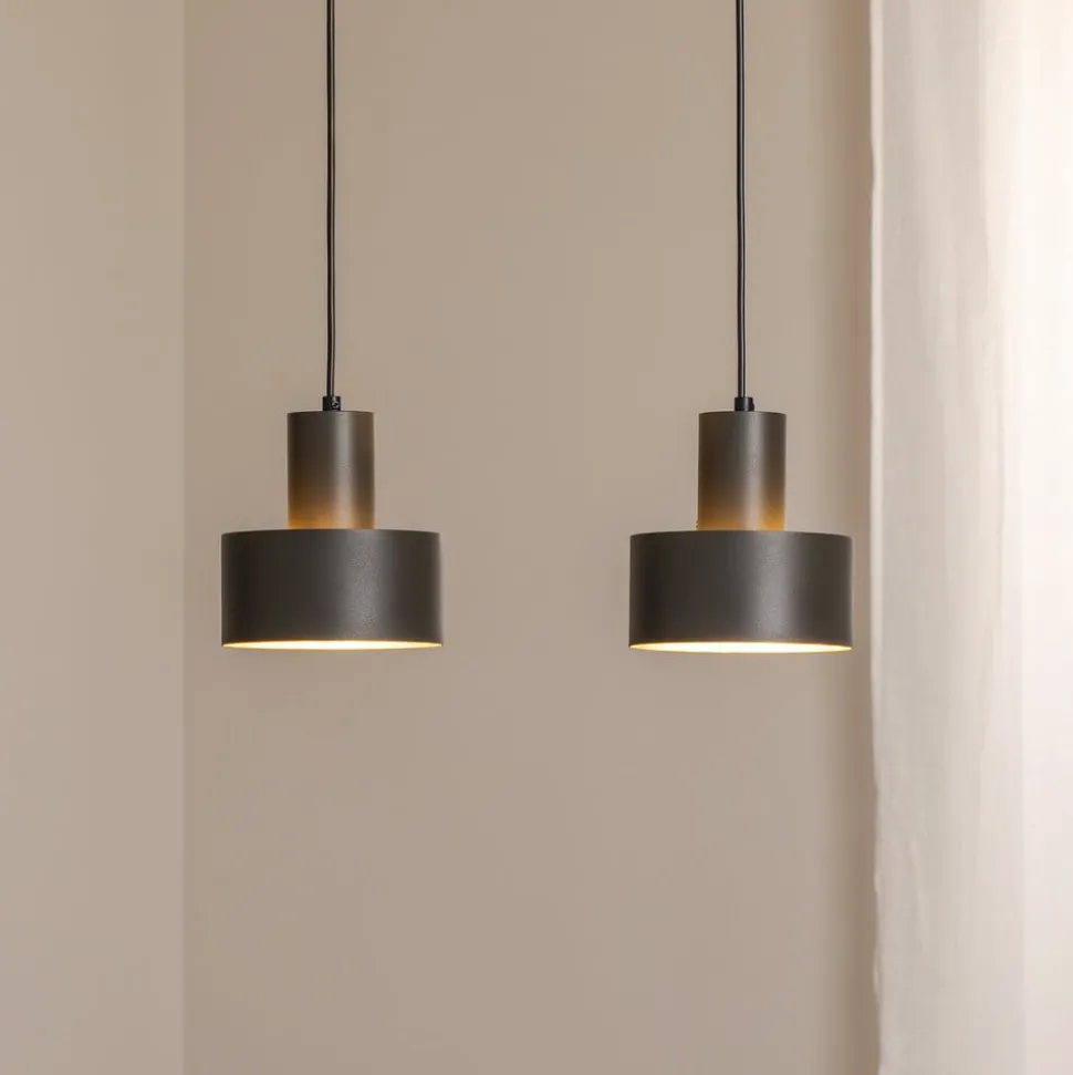 Hengelampe Rif 2, olivgrønn, 2 lyskilder, lineær, stål