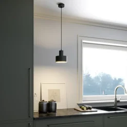 Hengelampe Rif i metall, svart, Ø 15 cm