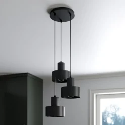 Hengelampe Rif, rund med 3 lyskilder, svart