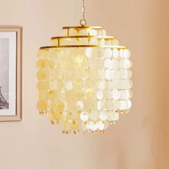 Hengelampe Ruben med skjerm av perlemorsskiver