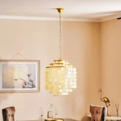 Hengelampe Ruben med skjerm av perlemorsskiver