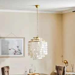 Hengelampe Ruben med skjerm av perlemorsskiver