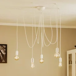 Hengelampe Spider i hvit, 5 lyskilder